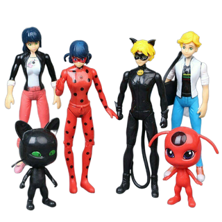 6Pcs Miraculous Ladybug Tikki Noir Cat Plagg Adrien Action Figures Doll Gift Toy