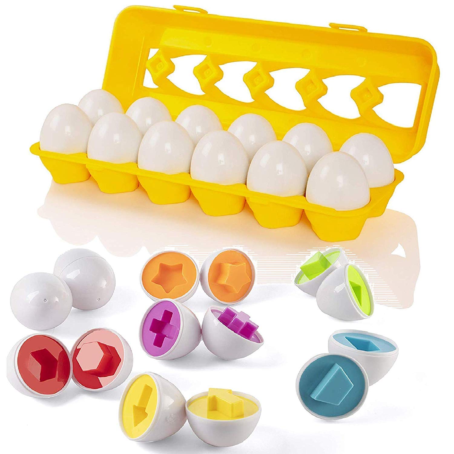 Easter Matching Eggs with Yellow Eggs Holder - STEM Toys Educational Toy for Kids