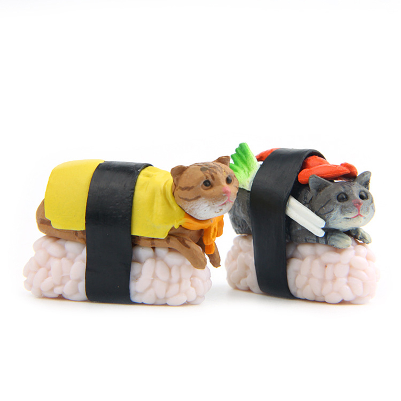 Small Japan Cartoon Original Plastic Animal Cat Figure Children Gift Model Decoration Sushi Cat Action Anime Figure