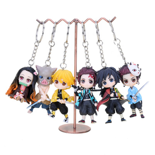 Demon Slayer Kimetsu No Yaiba PVC Toy Keychain Cosplay Anime Nezuko Tanjirou Zenitsu Action Figures Toys Keyring