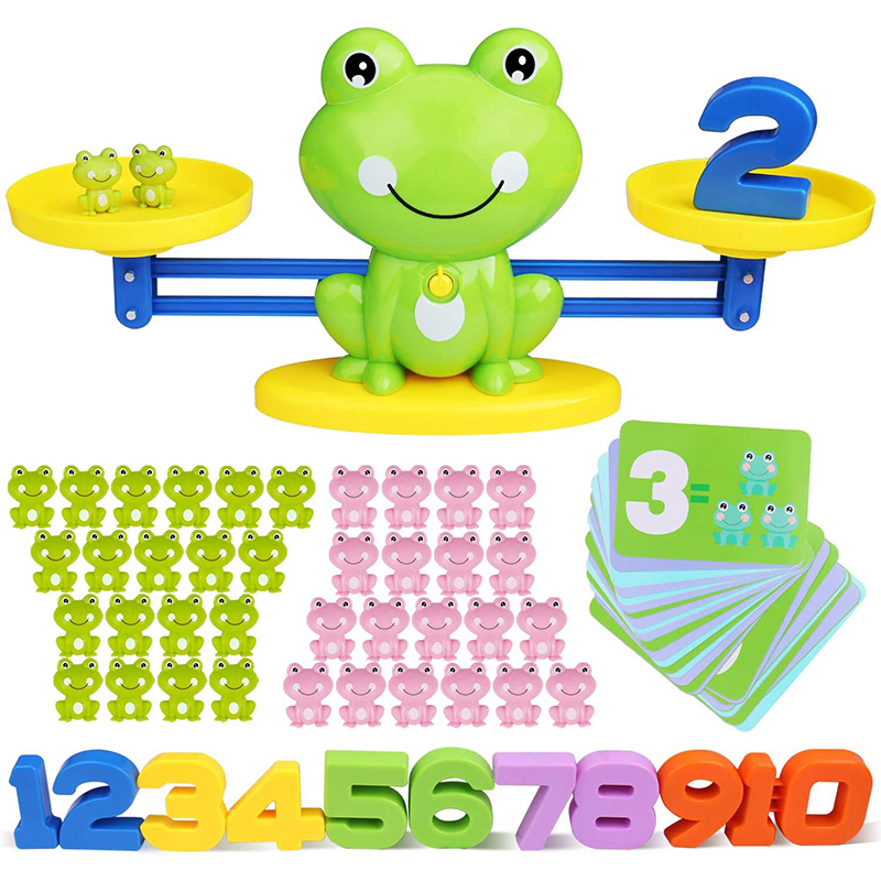 Cool Math Game, Plastic Frog Balance Counting Toys for Boys & Girls Educational Number Toy Fun Children's Gift Stem Learning Age 3+