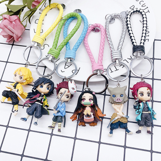 Demon Slayer Nezuko Zenitsu Tanjirou Giyuu Inosuke Action Figures Toys Keyring Kimetsu No Yaiba Anime PVC Figurine