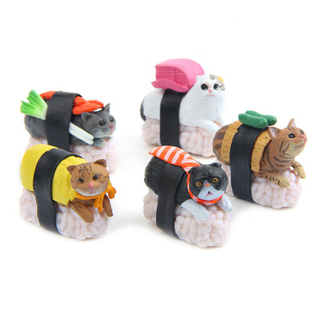 Small Japan Cartoon Original Plastic Animal Cat Figure Children Gift Model Decoration Sushi Cat Action Anime Figure