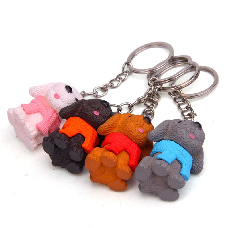 Promotional Lovely Miniature Animals Figures Keychain Action Figure Dog Keychain Set