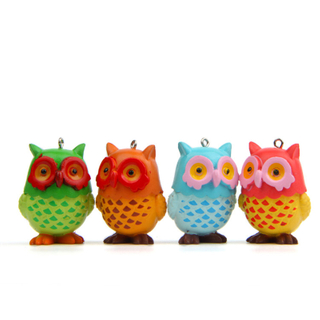 Hot Sale Children 4PCS Owl Couples Plastic Animals Action Figure Keychain Creative Wallets Bags Decor Pendant Gift