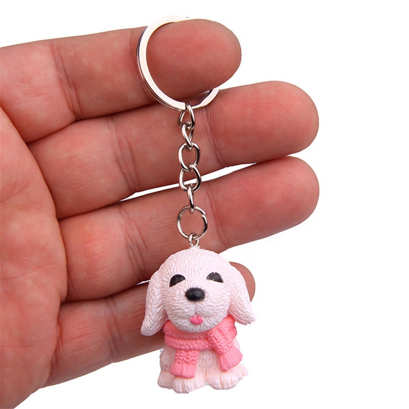 Promotional Lovely Miniature Animals Figures Keychain Action Figure Dog Keychain Set