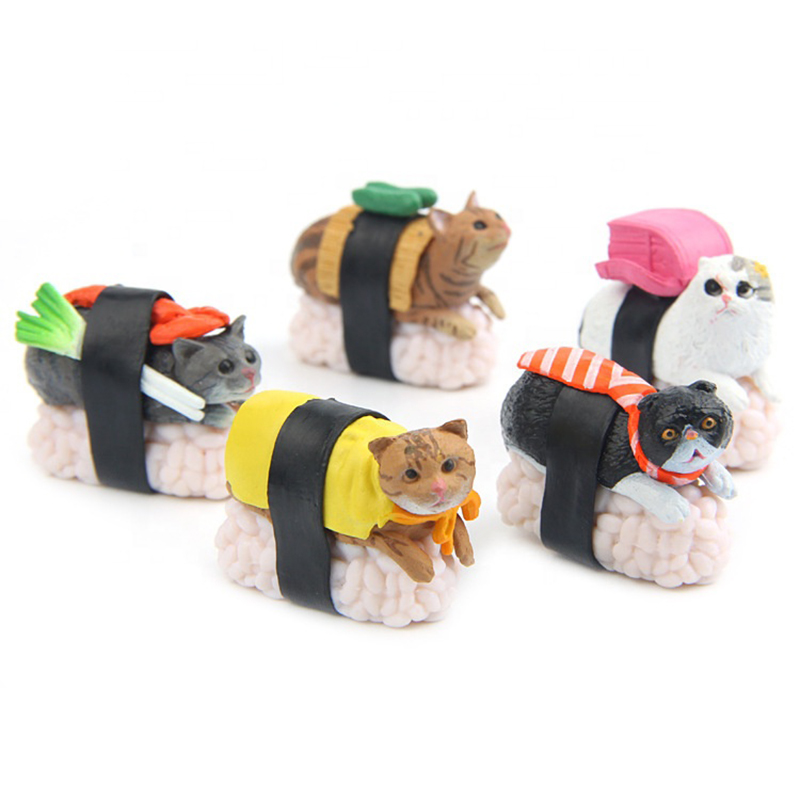 Small Japan Cartoon Original Plastic Animal Cat Figure Children Gift Model Decoration Sushi Cat Action Anime Figure