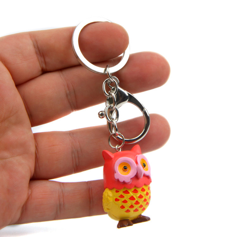 Hot Sale Children 4PCS Owl Couples Plastic Animals Action Figure Keychain Creative Wallets Bags Decor Pendant Gift