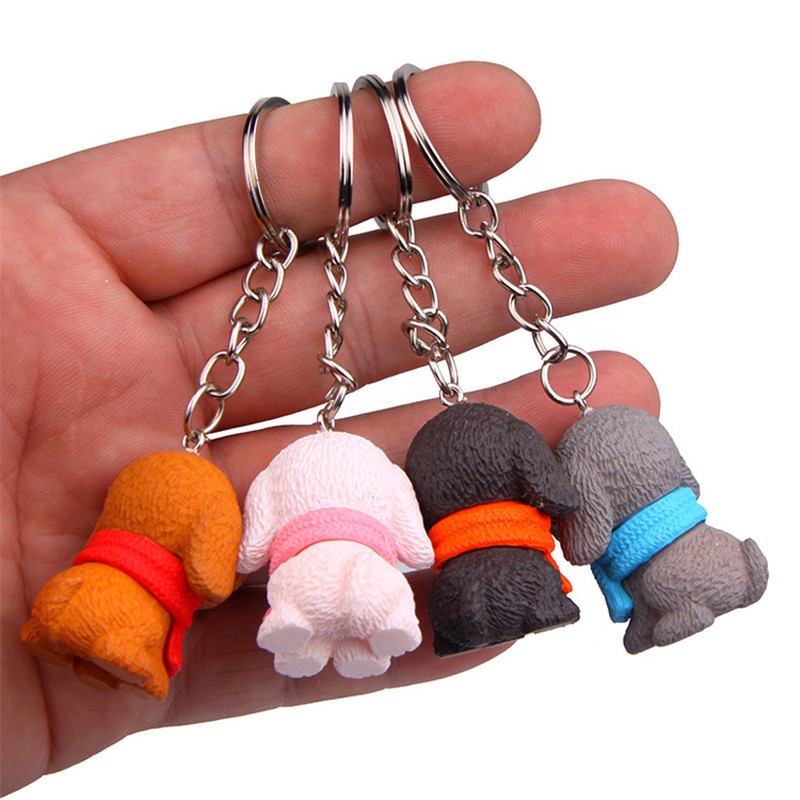 Promotional Lovely Miniature Animals Figures Keychain Action Figure Dog Keychain Set