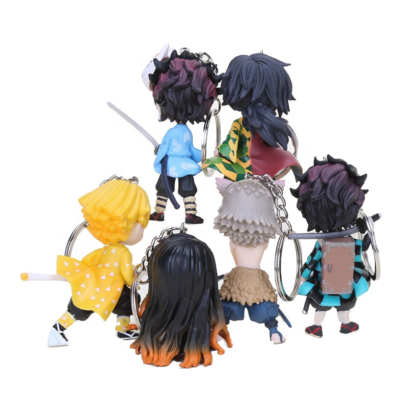 Demon Slayer Kimetsu No Yaiba PVC Toy Keychain Cosplay Anime Nezuko Tanjirou Zenitsu Action Figures Toys Keyring